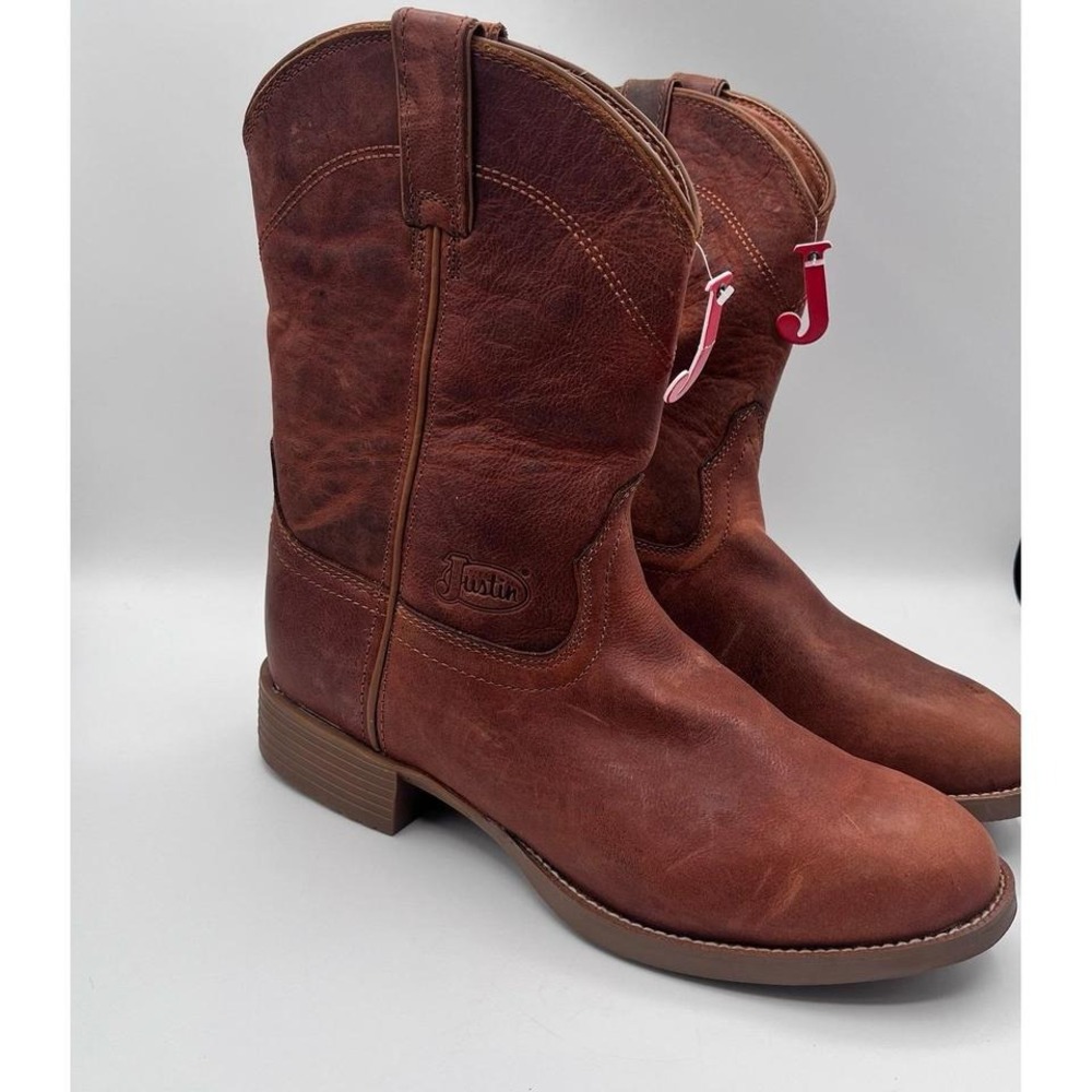 Justin Boots Brown Leather Pull-On Western‎ Boots Men's 12D Style SE7501 NWT
